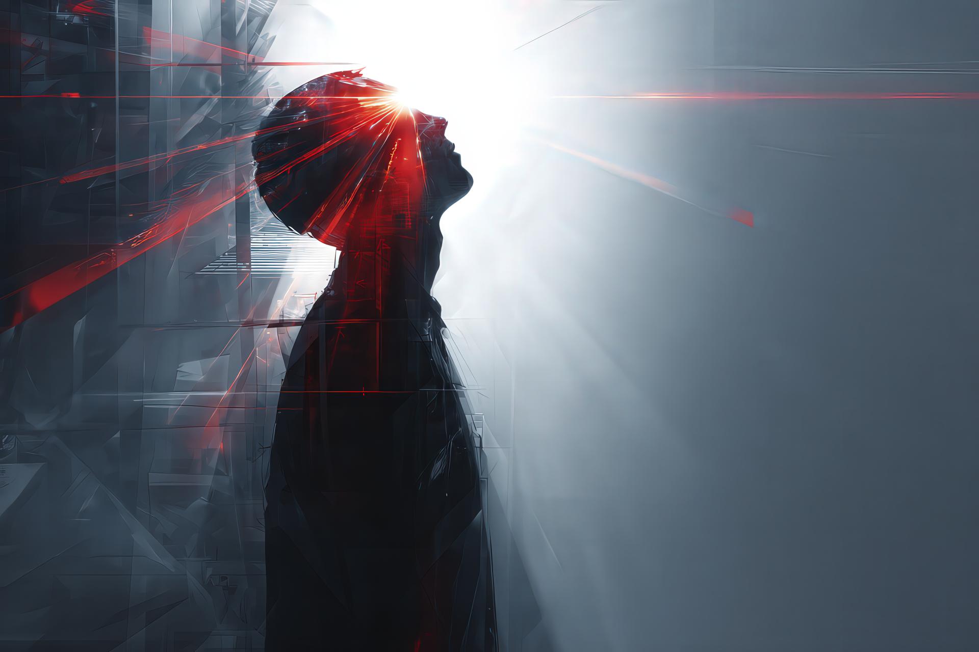 Silhouette umana spezzata dalla luce come simbolo di resilienza
